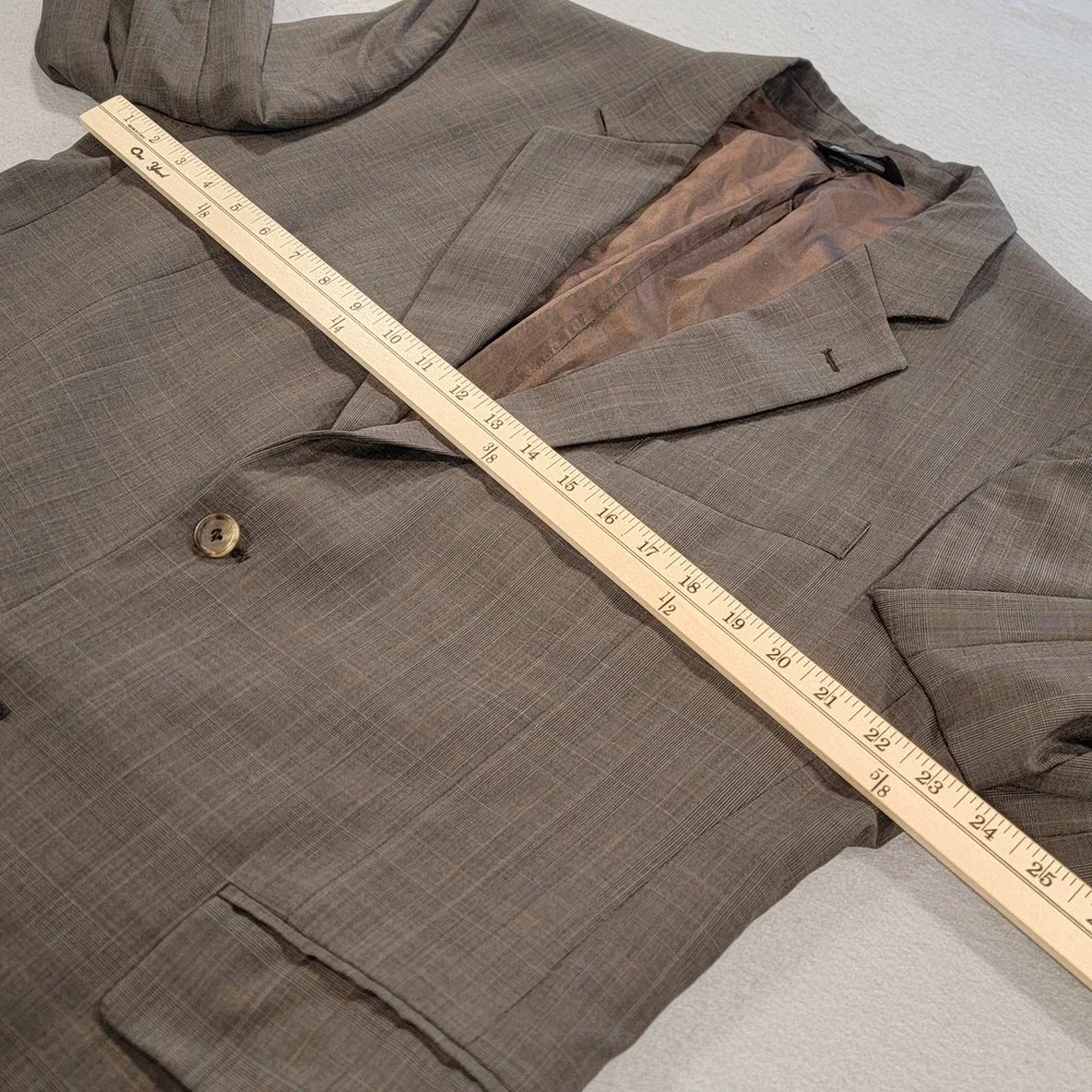 Jos A Bank Sport Coat 100% Wool Blazer Brown Glen Plaid Two Button Men's 44R